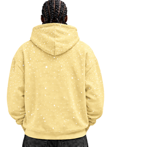 Yellow Yellow <b>White</b> Print <b>Men</b> Hoodie Casual Pullover Fleece <b>Sweatshirt</b> Drawstring Hood Kangaroo Pocket Streetwear - Product Image 2