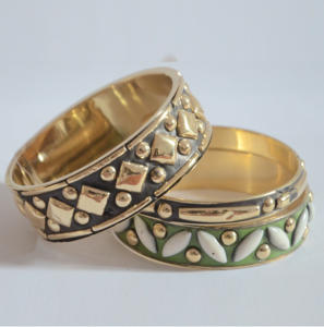 OEM personnalisé plaqué or moderne poli mosaïque laiton traditionnel motif antique à la mode Saint Valentin Bracelet - Product Image 4