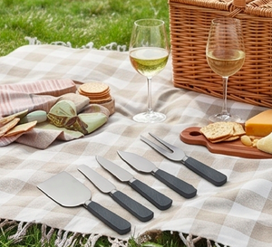 Stainless Steel Cheese Knife Set With Textured Black Handle Cheese <b>Tools</b> For Serving And Cutting Cheese Outdoor Picnic Use - Product Image 4