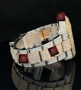 Montre de luxe SHREEJI JEWELS en or blanc avec diamants, 42 mm, analogique, mécanique, affichage de la date automatique, bracelet en acier inoxydable, étanche 3 BAR - Product Image 3