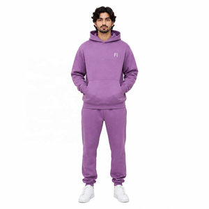 Ensemble de survêtements et de joggings unisexe en coton épais 100 % avec sweats à capuche surdimensionnés personnalisables avec logo - Product Image 1
