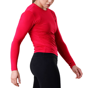 Women's <b>Red</b> <b>Long</b> <b>Sleeve</b> Crew Neck Breathable Quick Dry Yoga Sweat-Wicking Spandex Polyester Regular Fit - Product Image 1