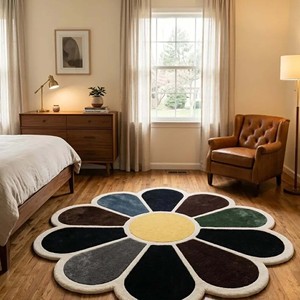 Tapis d'intérieur créatif en forme de fleur, tufté à la main, doux et moelleux, pour salon, chambre à coucher, tapis décoratif nordique mignon - Product Image 2