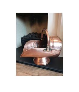 Classic copper coal bucket suitable for <b>indoor</b> fireplace heating purpose elegant look enhances living room appearance - Product Image 2