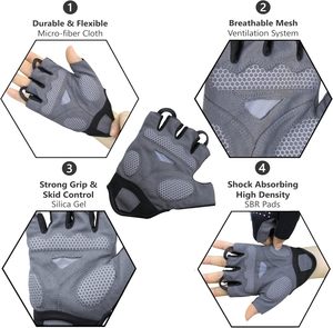 Guantes de Ciclismo para Hombre, para Bicicleta de Montaña, con Almohadilla de Gel SBR Absorbente de Impactos, Palma Antideslizante, para Ciclismo, Bicicleta de Carretera - Product Image 2