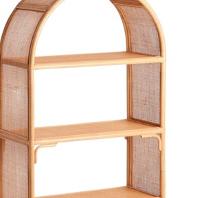 Handmade Natural Rattan Shelving Arched Top <b>Storage</b> Rack <b>Wicker</b> Tall Bookcase Mesh Back Display <b>Unit</b> - Product Image 4