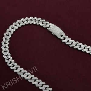 Chaîne cubaine plaquée or 18 carats avec moissanite taille émeraude 20 mm, style hip-hop glacé, collier de luxe pour homme, vente en gros personnalisée - Product Image 4