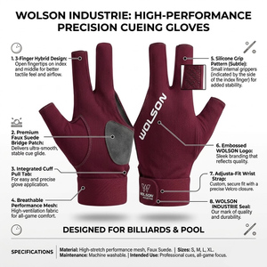 Guantes Profesionales de Snooker con Tela Elástica Transpirable para Billar, Juegos de Pool y Torneos. - Product Image 4