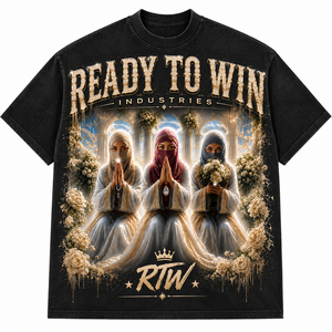 T-shirt noir pour homme Ready To Win Industries, manches courtes, col rond, imprimé, coupe décontractée, longueur normale, coton tissé - Product Image 1