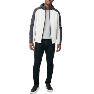 Blouson bomber à capuche pour homme, coupe slim, color block, coupe-vent, fermeture éclair, décontracté, pour l'automne, en polyester et nylon - Product Image 3