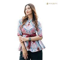 PJG Atasan Tanpa Lengan Wanita Vintage Buatan Tangan 100% Katun Indonesia Gaya 50an Cetak Digital Cetak Bercahaya