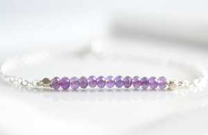 Sterling Silver Amethyst Bracelet February Birthstone Jewelry Minimalist Women Bracelet Wholesale Supplier - Product Image 2