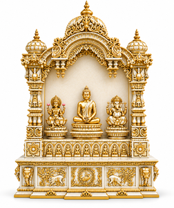 Templo Tradicional Khatu Shyam Baba de Madera de Teca para el Hogar, Mandir de Pooja de Madera Tallada a Mano, Unidad de Puja Hecha a Mano con Almacenamiento, Londres - Product Image 3