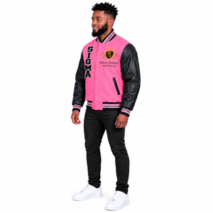 Chaqueta Varsity Personalizada para Hombre, Chaqueta Bomber Letterman con Mangas de Cuero, Cierre de Cremallera, Corte Regular, Logotipo de Equipo o Escuela - Product Image 3