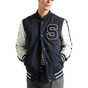 Blouson universitaire en satin blanc intégral pour homme, style urbain, col montant, imperméable, écologique, décontracté, pour l'hiver - Product Image 1