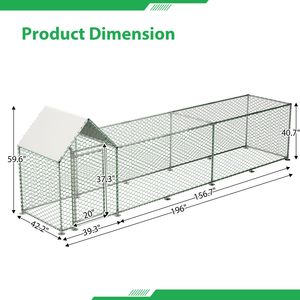 Pollaio in Metallo 16x3FT con Copertura, Recinto per Galline da Giardino, Gabbia per Pollame, Prodotto per Allevamento Animali - Product Image 2