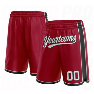 Custom Maroon White-Black Authentic Basketball Shorts <b>No</b> <b>Logo</b> Premium Moisture-Wicking Performance Athletic Shorts for Men Women - Product Image 1