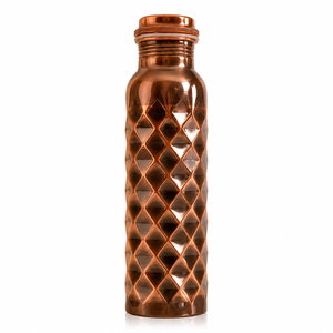 Pure <b>Copper</b> Water <b>Bottle</b> Diamond Design Leakproof Reusable <b>Drinking</b> <b>Bottle</b> Ayurvedic Metal Drinkware for Wholesale Bulk Supplier - Product Image 1