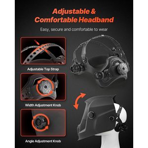 Casco per saldatura auto-oscurante con alimentazione solare, visiera True Color da 3,66 x 1,69 pollici, 2 sensori di arco, tonalità 4/9-13 - Product Image 5