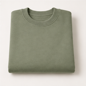 เสื้อสเวตเชิ้ตคอกลมทรงตรงขนาดใหญ่พิเศษสำหรับผู้ชาย สีเขียวเซจ ผ้าคอตตอนผสมโมดอลเนื้อนุ่ม รุ่น MCRW-0013 - Product Image 4