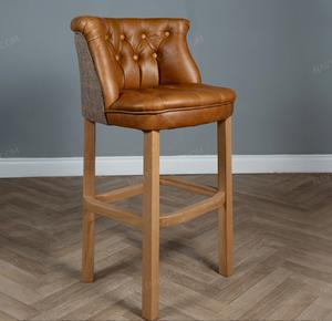 Tabouret de bar en cuir en gros avec un design moderne élégant, recouvert de cuir véritable, au prix d'exportation - Product Image 3