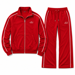Modern Sportswear Full Zip Stand Collar <b>Track</b> <b>Jacket</b> Custom Piping Embroidered Regular Fit Fleece Hoodies Wide Leg Joggers Sets - Product Image 4