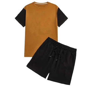 Ensemble T-shirt et short d'été décontracté pour homme respirant, polyester/coton de haute qualité - Product Image 1
