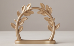 Minimalist <b>Gold</b> Finished Aluminum Olive Wreath Arch Standing Metal Holiday Decor Piece for Tabletop Showcase Interior <b>Ornament</b> - Product Image 3