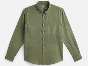 Chemise à manches longues unie pour homme Enovate, en lin tissé respirant 200g, vert pâle, idéale pour l'été et les occasions décontractées - Product Image 4