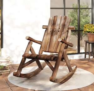 Fauteuil à bascule moderne en bois, au profil bas, avec des arches latérales élégantes et une rembourrage rouge vif, à prix de gros. - Product Image 5