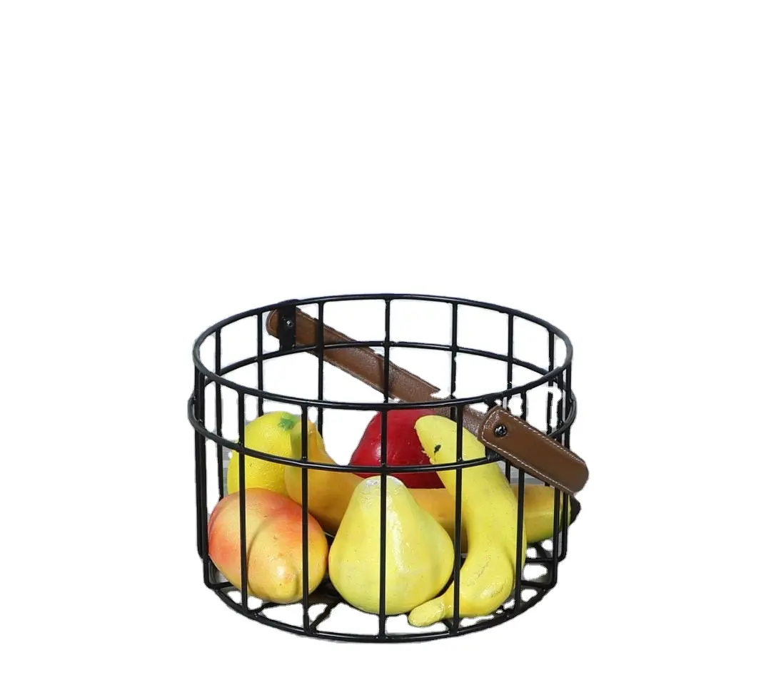 Dernier modèle de petit garde-manger rond pour le rangement et l'organisation Bacs de rangement en métal Corbeille à fruits en fil métallique Table à manger Corbeille à fruits