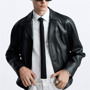 Premium Mens Genuine Leather Jacket Vintage Cow skin Leather Jacket Casual Style Factory Customized Leather Wear - Product Image 3