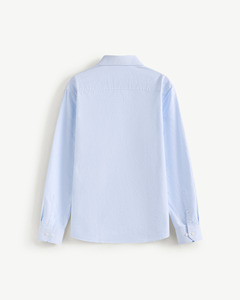 Men's Autumn Casual Long-Sleeve Striped Shirt Turn-<b>down</b> Collar Single Button Regular Fit Breathable Knitted 100% Cotton - Product Image 2