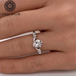 Charm Jewells Women's Moissanite Engagement Ring <b>Cushion</b> Cut Rose Gold Plated 18K Solid Gold <b>Flower</b> Design Prong Setting Classic - Product Image 4