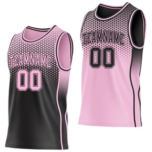 Conjunto de Camiseta de Baloncesto Reversible Rosa y Negro con Degradado, Top de Malla y Pantalones Cortos, Nombre y Número del Equipo Personalizados, Ropa Deportiva Unisex Sublimada - Product Image 4