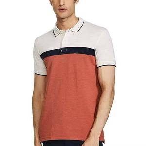 Polo pour homme à blocs de couleur, manches courtes, en coton piqué, décontracté, respirant, boutonné devant, coupe classique - Product Image 1