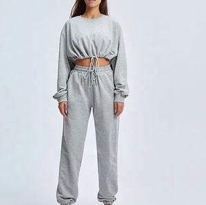 Venta al por mayor personalizada de algodón de invierno Sexy sudadera de manga larga de primera calidad de doble capa de cuello forro frontal liso de moda de color sólido - Product Image 5