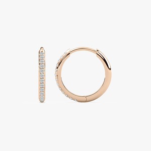 Pendientes de Aro Huggie de Oro Rosa de 14K con Diamantes Creados en Laboratorio de Alta Calidad, Corte 0.18ctw, Certificados por IGI, Joyería Moderna para Mujer HIPHOPSTAR - Product Image 5