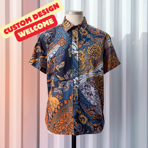 Chemise à manches courtes boutonnée, haut décontracté et tendance, 100% coton respirant, écologique, séchage rapide, imprimé sérigraphié, anti-plis, OEM - Product Image 1