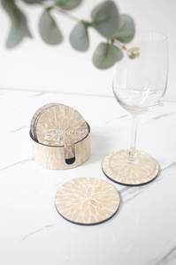 Sous-verres personnalisés en nacre, sous-verres en mosaïque laquée nacrée, sous-verres faits à la main pour tasses à thé, cadeau pour la cuisine, boissons chaudes, ronds - Product Image 4