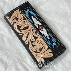 Vente en gros de long portefeuille mince en cuir usiné à la main pour hommes en cuir véritable perlé multi-fonction porte-cartes de crédit portefeuille de luxe - Product Image 1