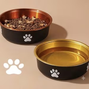 Bol pour animaux de compagnie en métal avec un design arrondi en relief pour les petits animaux, les chats et les chiens, bol à nourriture - Product Image 2
