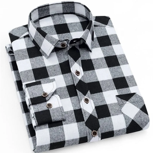 Chemises habillées en flanelle unie à manches longues pour hommes de haute qualité, col montant formel, 100 % coton, doublure matelassée, 140 g, coupe oversize - Product Image 4