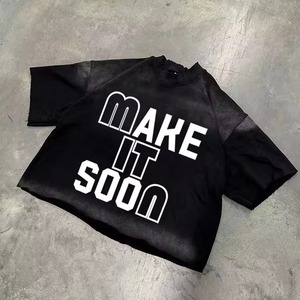 เสื้อยืดวินเทจ 300GSM สำหรับผู้ชาย พิมพ์ลายสกรีน ผ้าคอตตอนถักเนื้อหนัก 100% ทรงปกติ คอกลม แขนสั้น ลายกราฟิกสไตล์เรโทร - Product Image 3