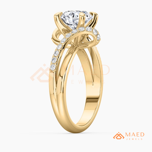 แหวนหมั้นเพชรโมอิสซาไนต์ทรงกลมทอง 14K แหวนแต่งงานแบบวงบิดเกลียว ของขวัญเครื่องประดับสำหรับผู้หญิง ของขวัญเครื่องประดับชั้นดีจากสหรัฐอเมริกา - Product Image 6
