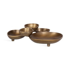 Juego de Cuencos de Metal Plateado con Base, Multi-sección, para Servir, Decoración de Mesa, Centro de Mesa Moderno, para Condimentos - Product Image 5