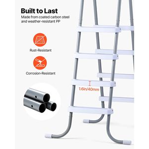 Scala a 4 gradini in acciaio a forma di A per piscina fuori terra, con capacità di carico di 300 libbre, per pareti alte 48 pollici, gradini di ingresso/uscita - Product Image 4