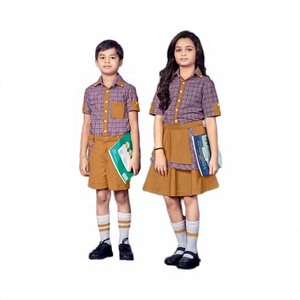 Uniformes de escuela secundaria primaria de alta calidad con impresión de logotipo personalizado Camisa de manga corta unisex con falda Pantalón corto para niños - Product Image 3