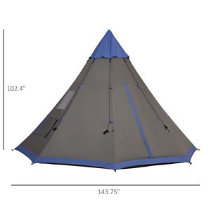 Tenda Piramidale Portatile in Metallo per 6 Persone, Grande Teepee Resistente alle Intemperie con Borsa per il Trasporto Inclusa per Campeggio - Product Image 3