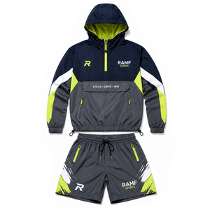Ensemble veste coupe-vent respirante et short, veste coupe-vent zippée à capuche, ensemble sport deux pièces, short de motard pour homme - Product Image 5